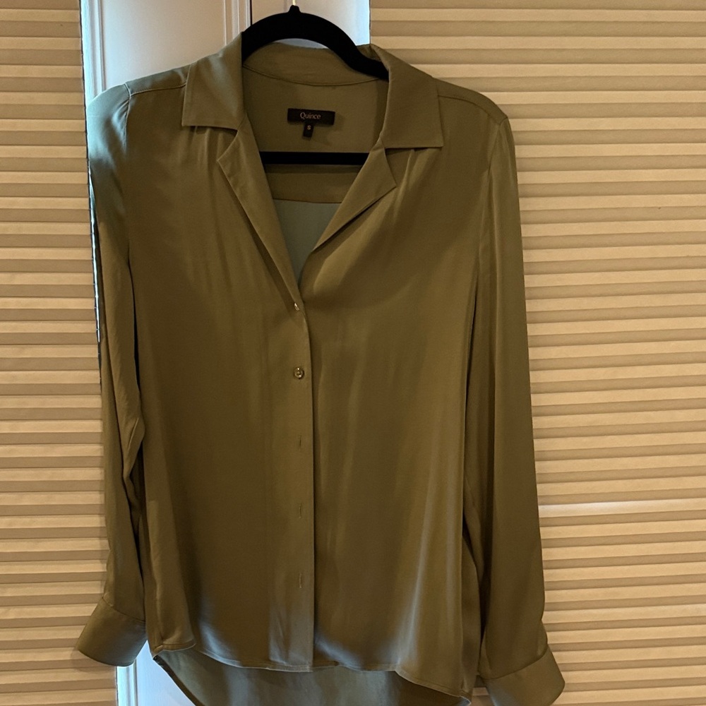 Quince Sage Button-Down silk Shirt